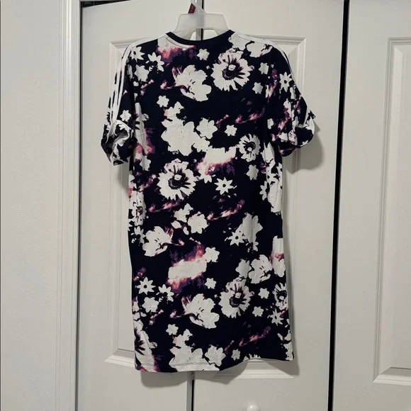 Adidas Floral Print Top in Black and Purple - Picture 2 of 3
